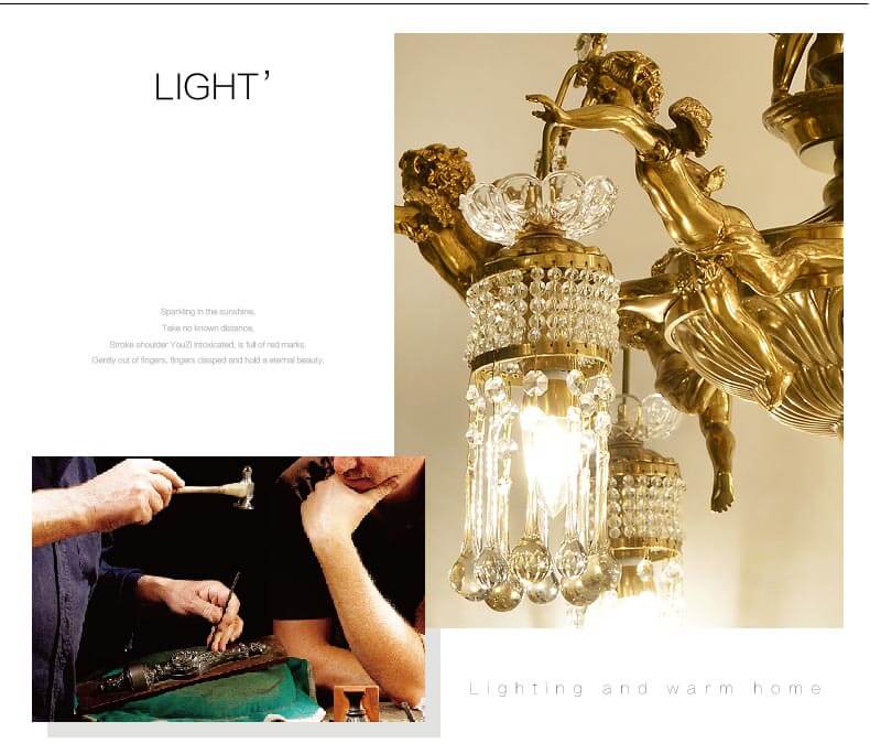 Đèn chùm đồng nghệ thuật cổ điển abr147-5